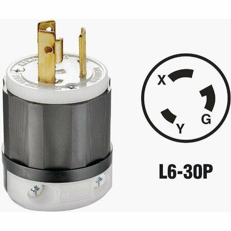 LEVITON 30A 250V 3-Wire 2-Pole Industrial Grade Locking Cord Plug 121-02621-0PB